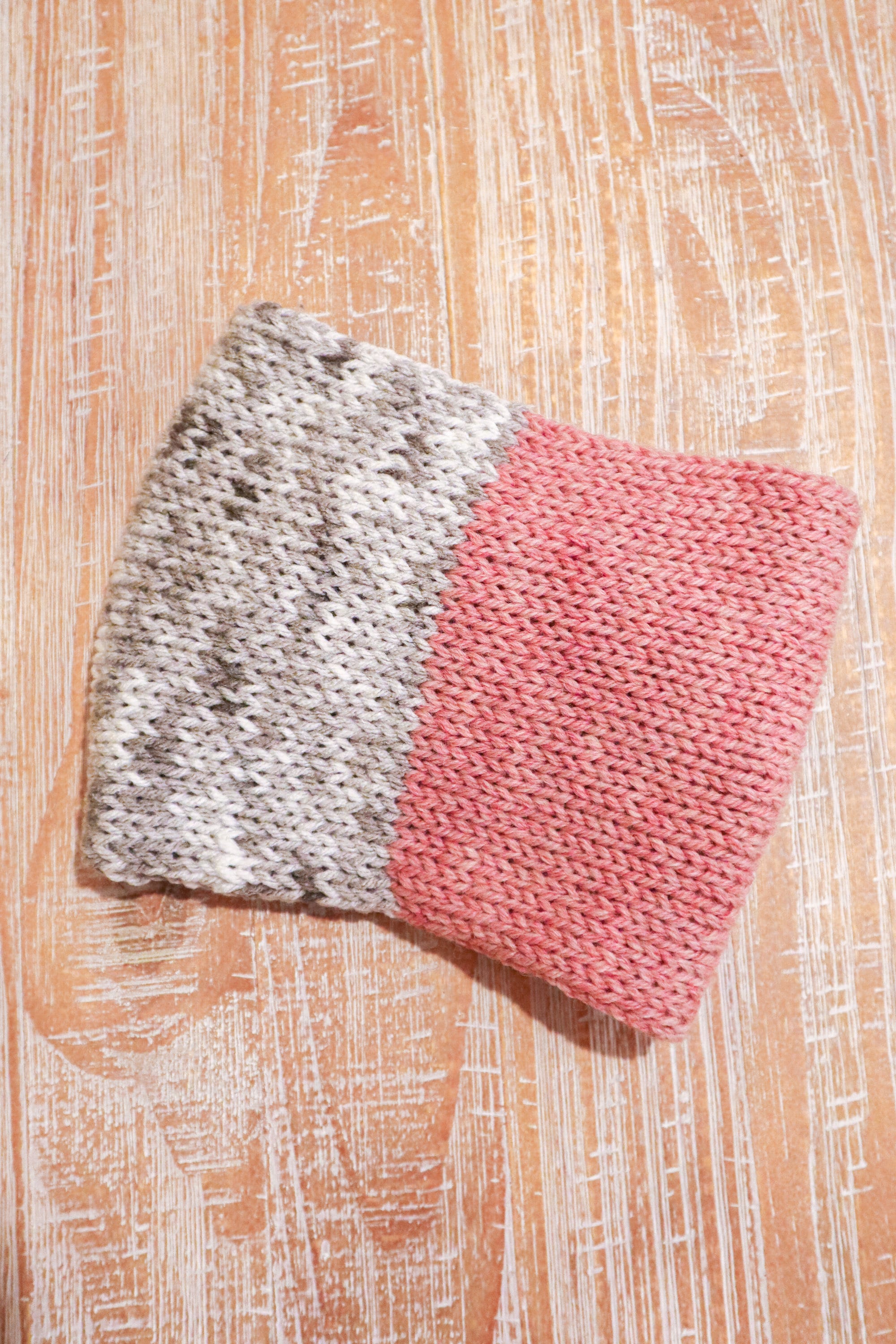 Heather Gray and Light Pink Adult Size Knit Headband - ready to ship