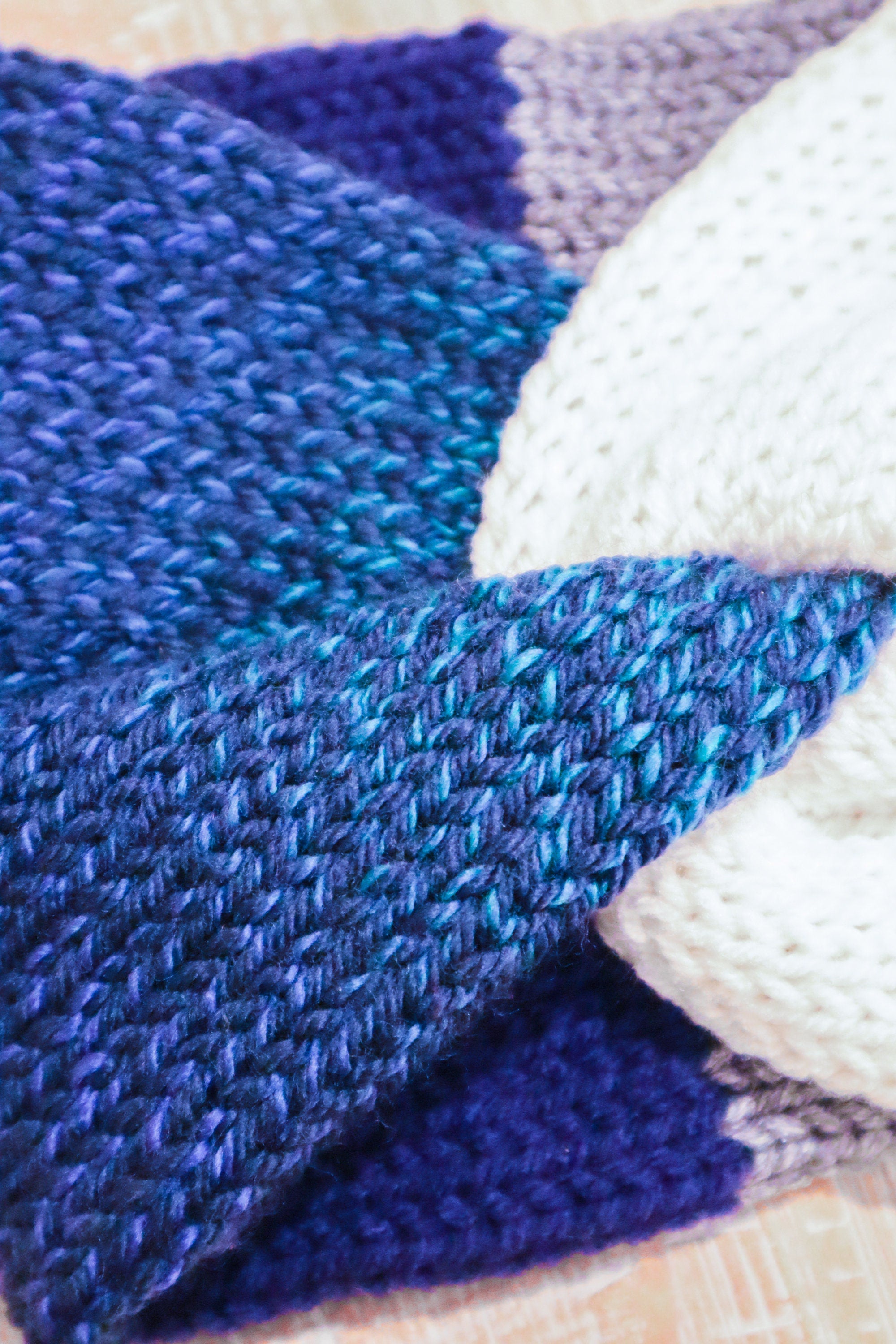 Blue Gradient, Gray, and White Adult Size Knit Headband - ready to ship