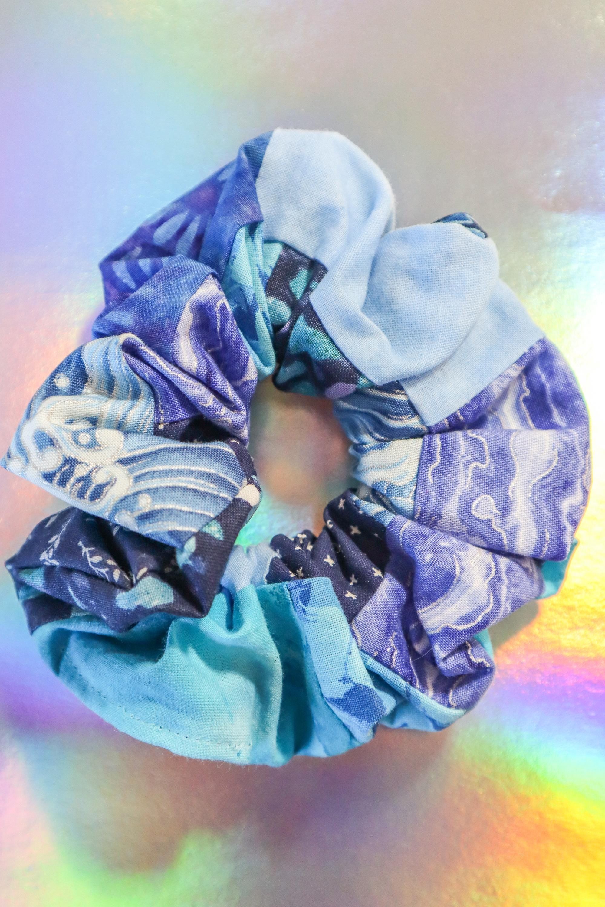Blue Patchwork Scrunchie