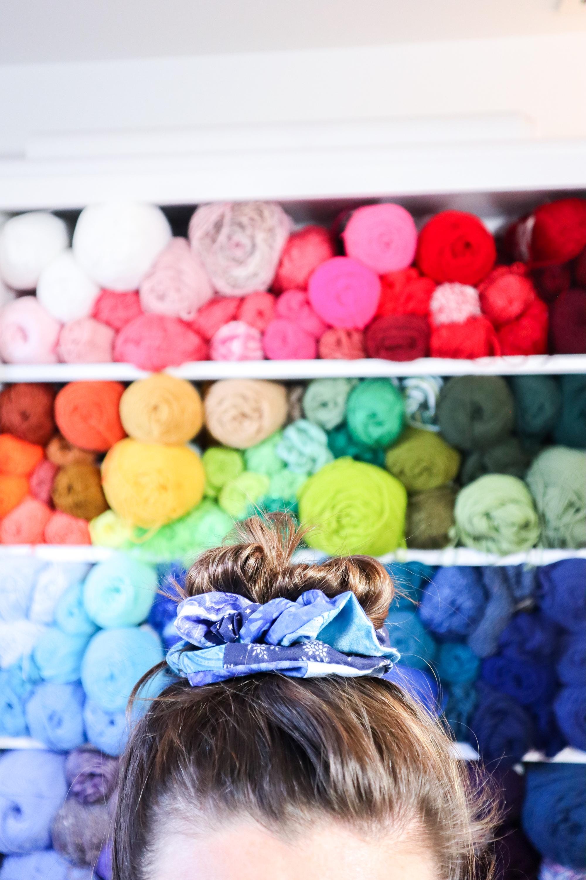 Blue Patchwork Scrunchie