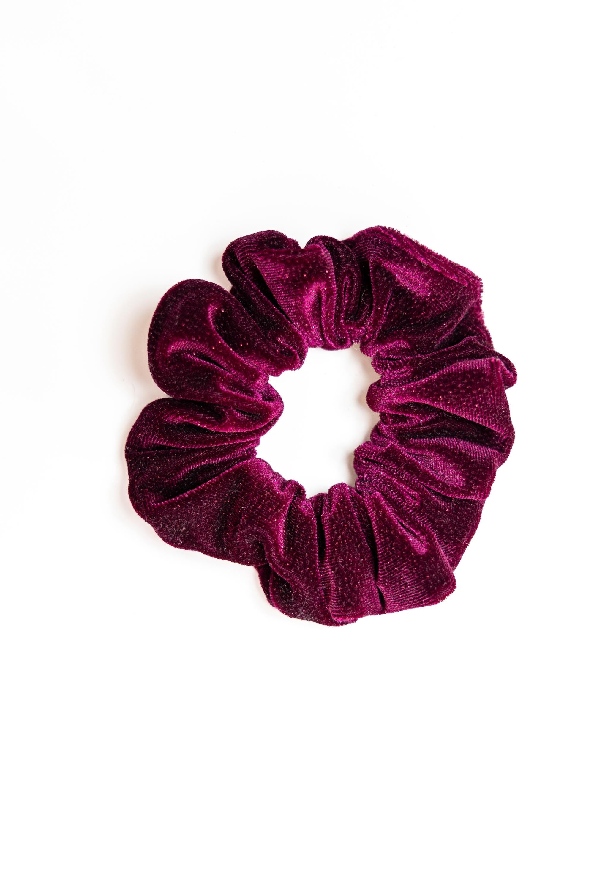 Maroon Velvet Glitter Scrunchie