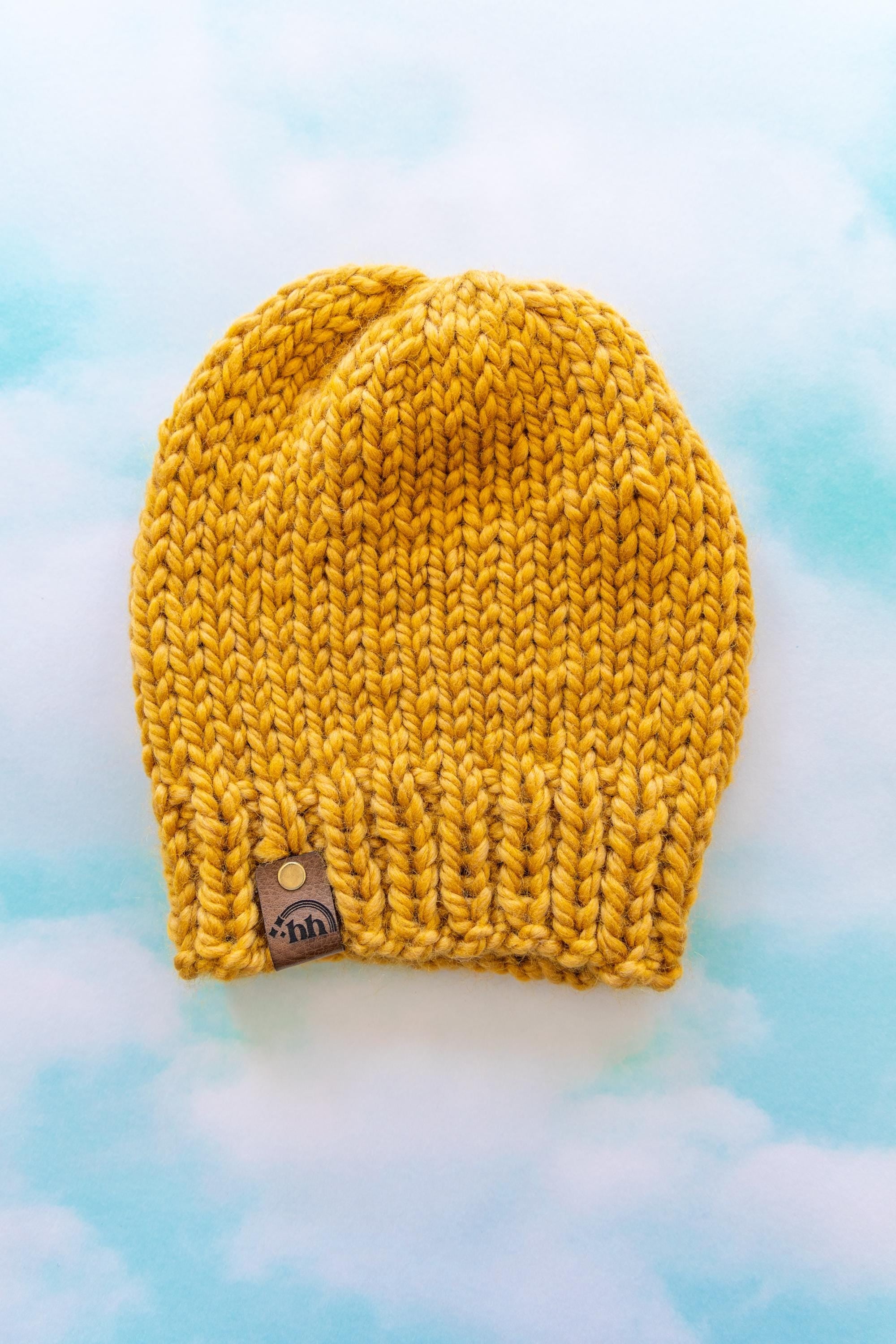 Mustard Yellow Chunky Hand Knit Beanie
