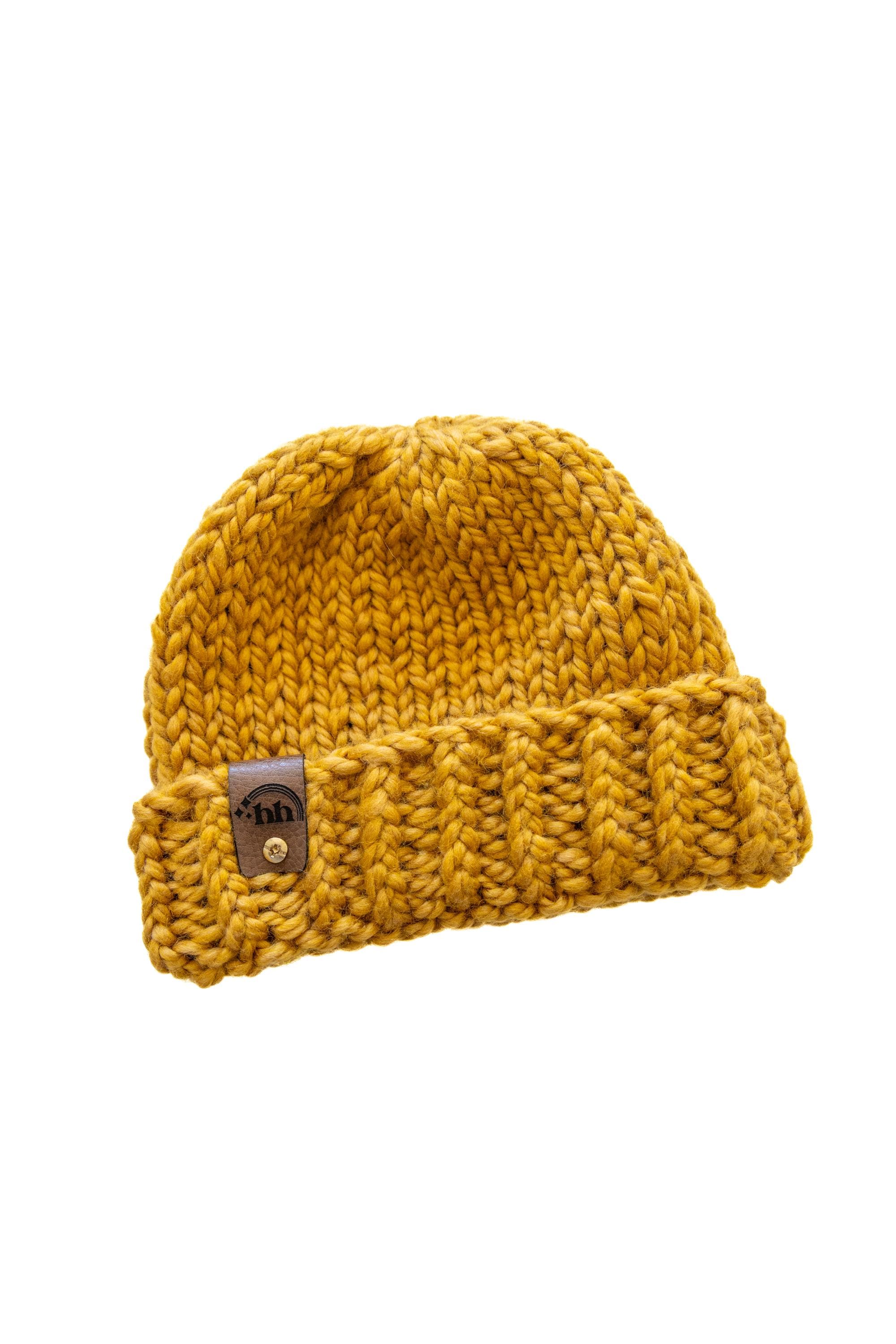 Mustard Yellow Chunky Hand Knit Beanie