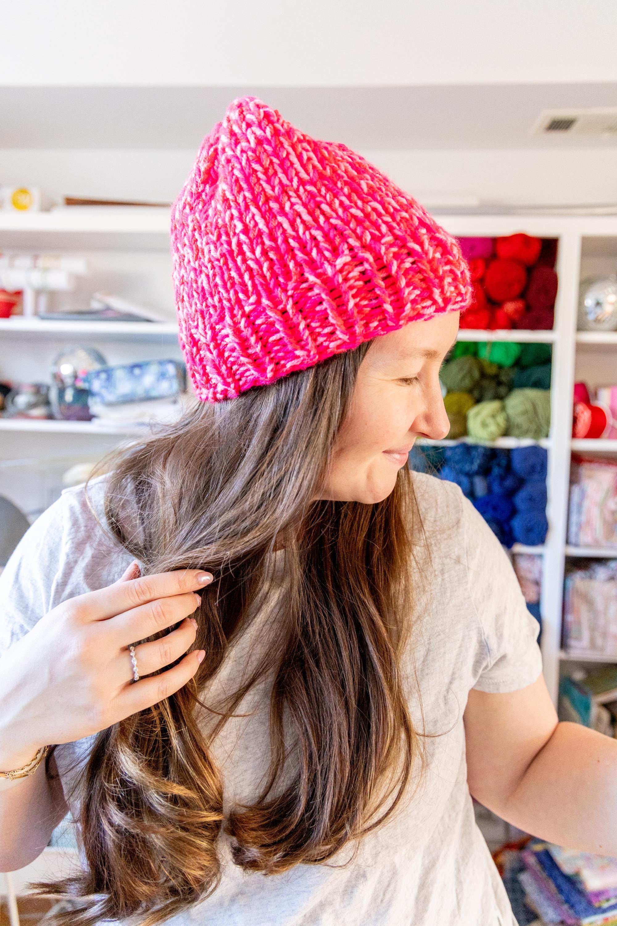Neon Pink Chunky Beanie