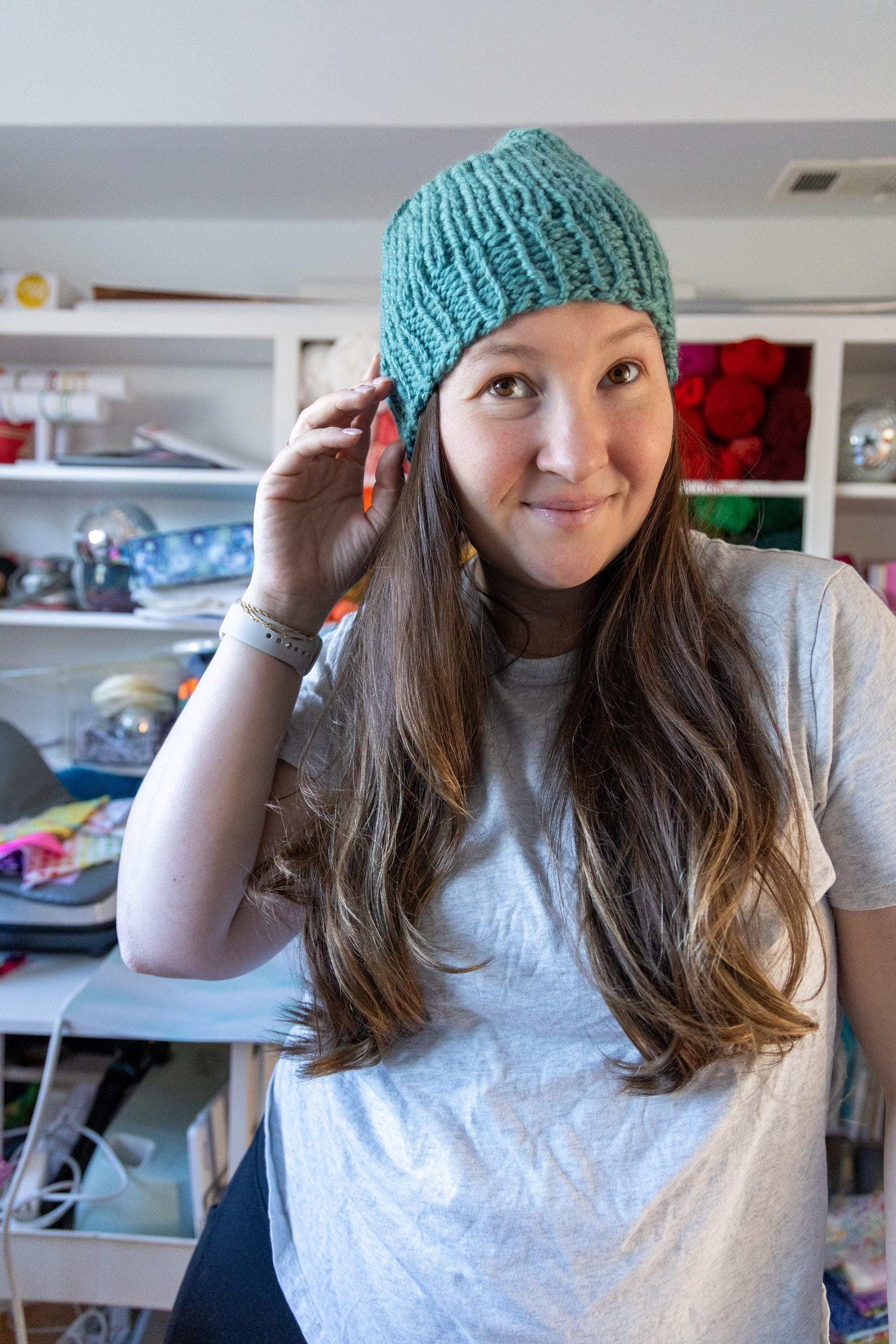 Teal Blue Chunky Beanie