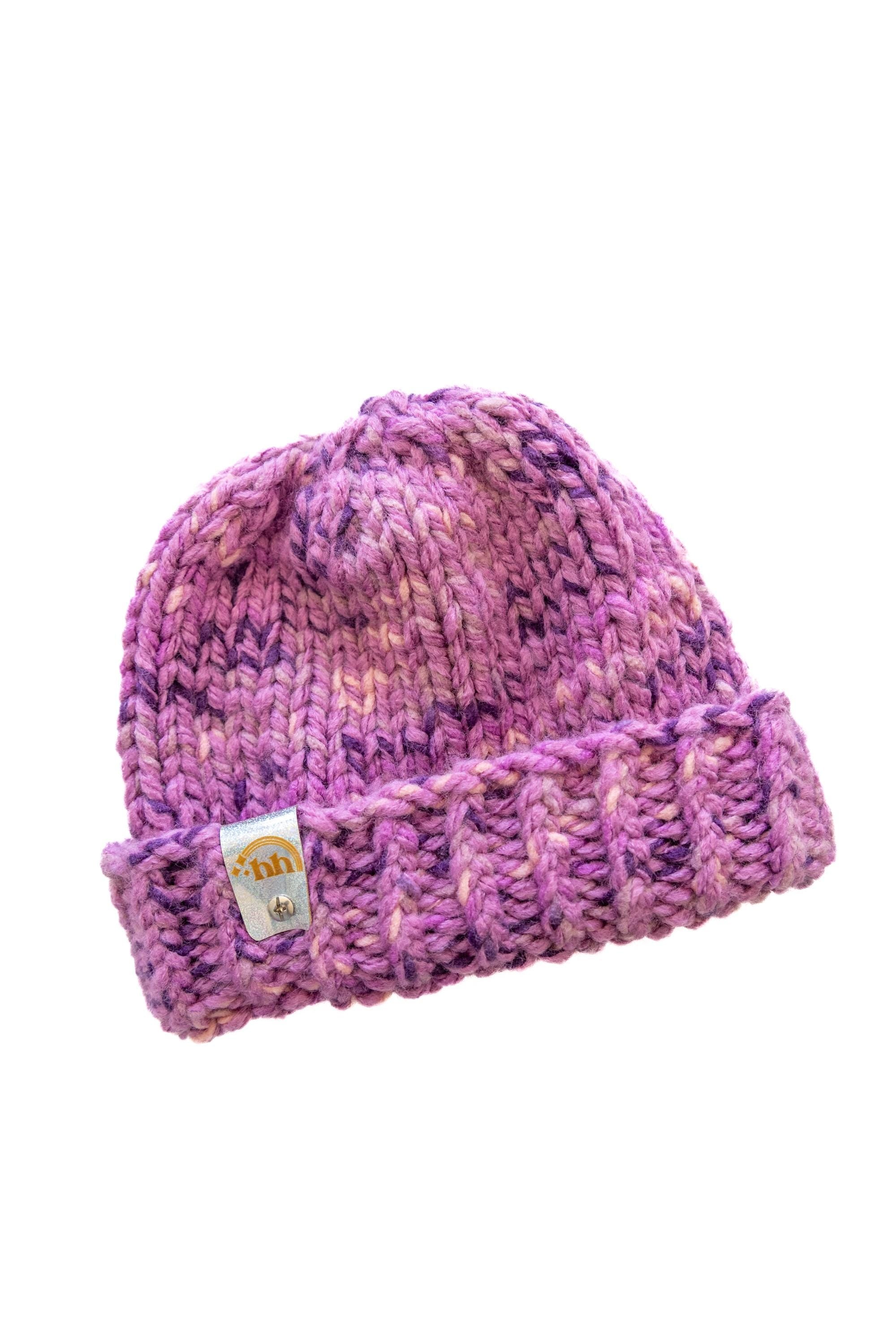 Purple Variegated Chunky Knit Beanie