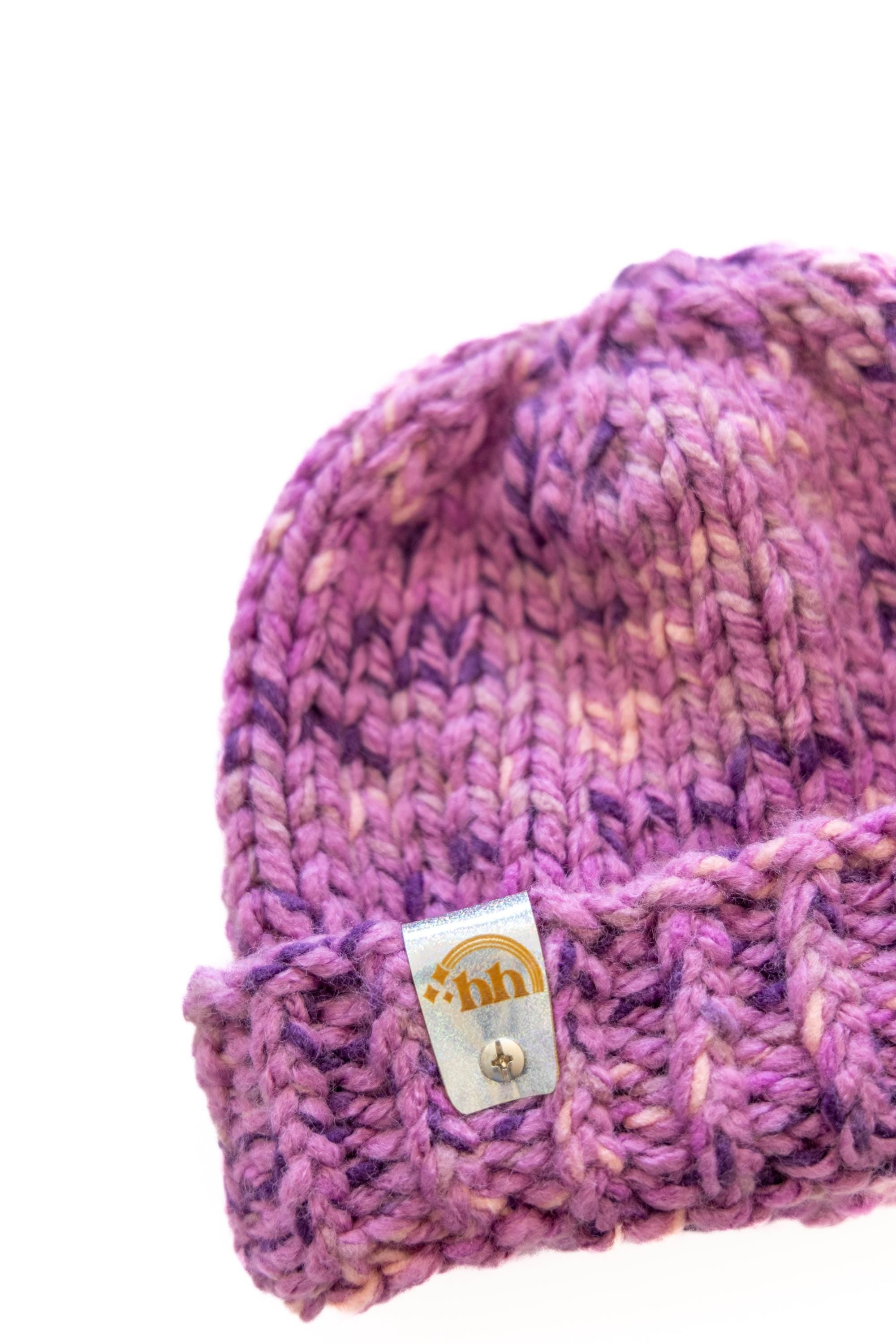 Purple Variegated Chunky Knit Beanie