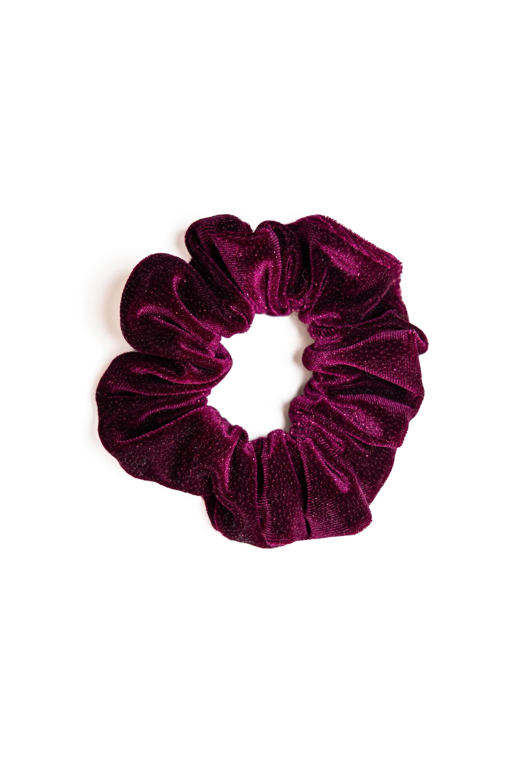 Maroon Velvet Glitter Scrunchie