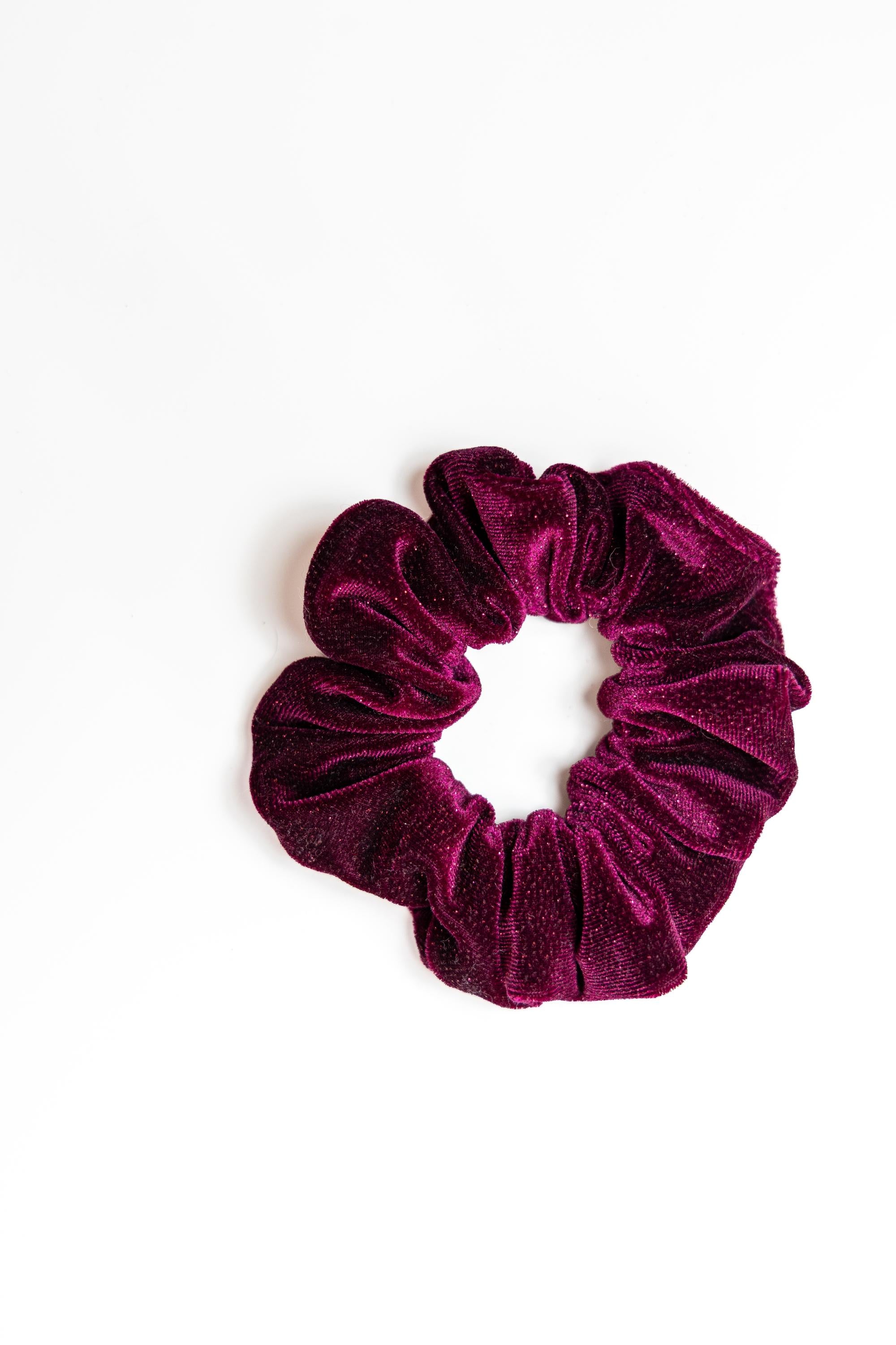 Maroon Velvet Glitter Scrunchie