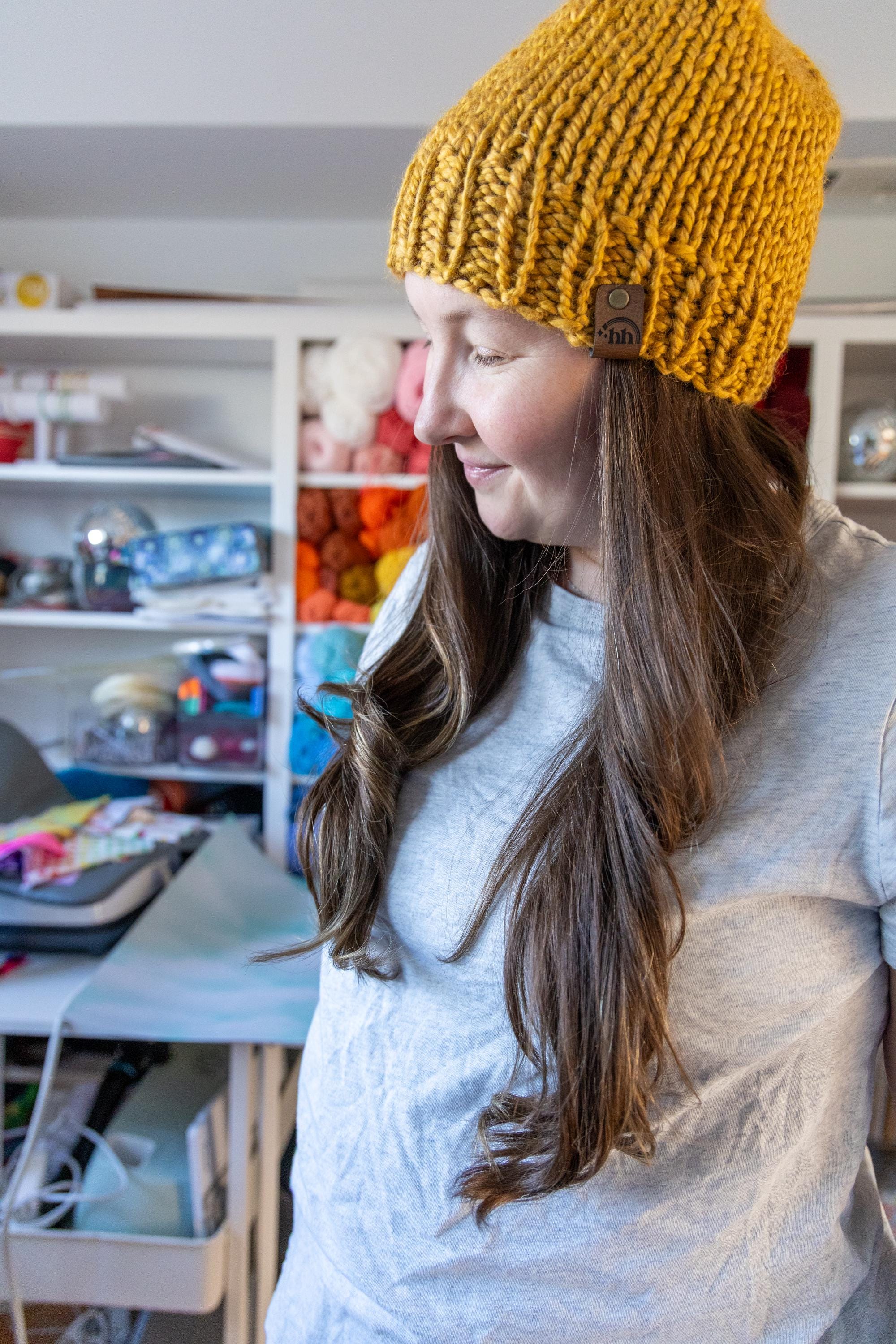 Mustard Yellow Chunky Hand Knit Beanie