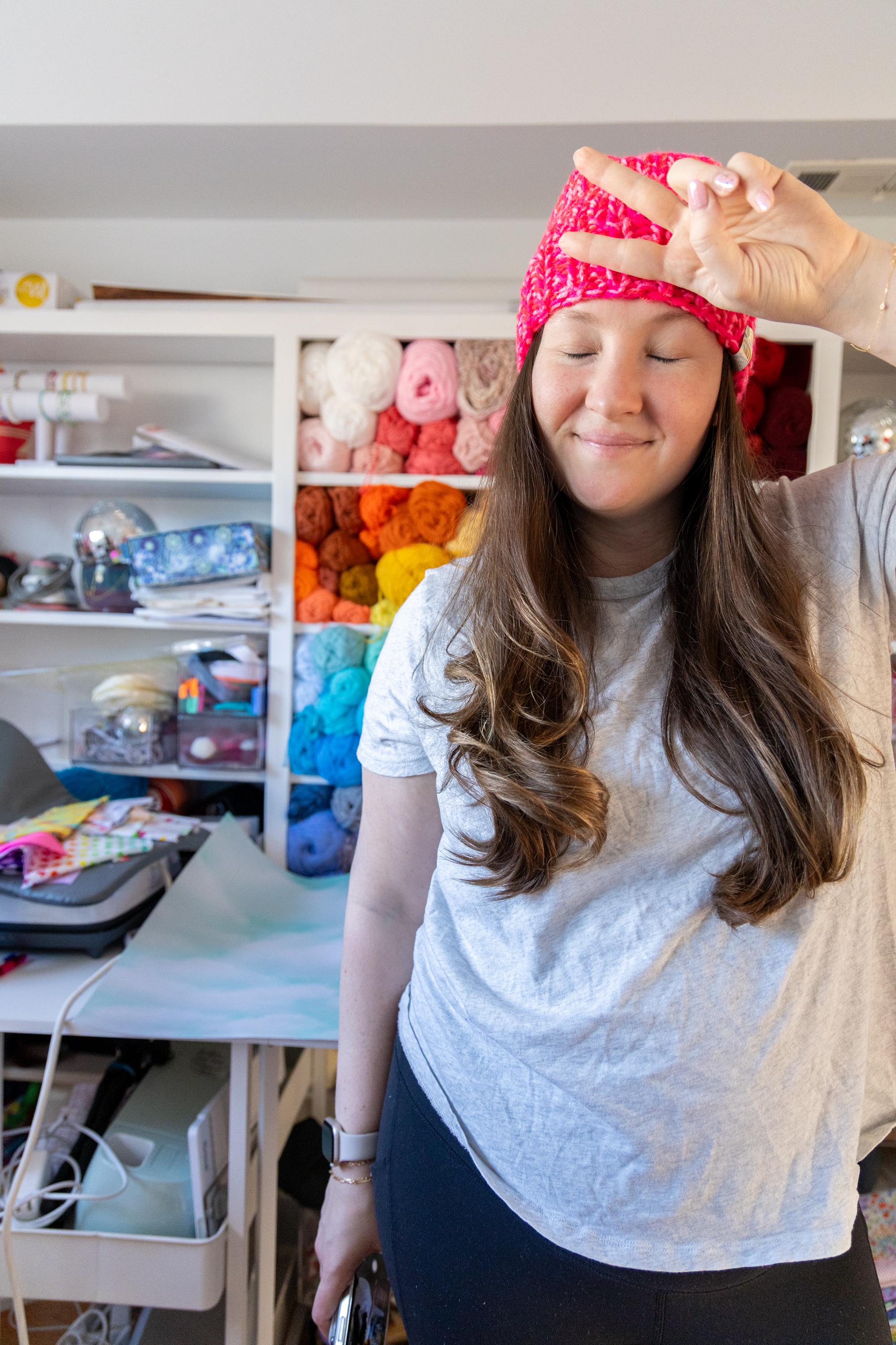 Neon Pink Chunky Beanie
