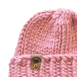 Blush Pink Chunky Hand-Knit Beanie
