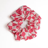 Magenta Checker Scrunchie