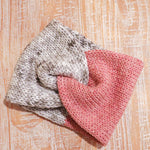 Heather Gray and Light Pink Adult Size Knit Headband - ready to ship