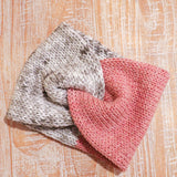Heather Gray and Light Pink Adult Size Knit Headband - ready to ship