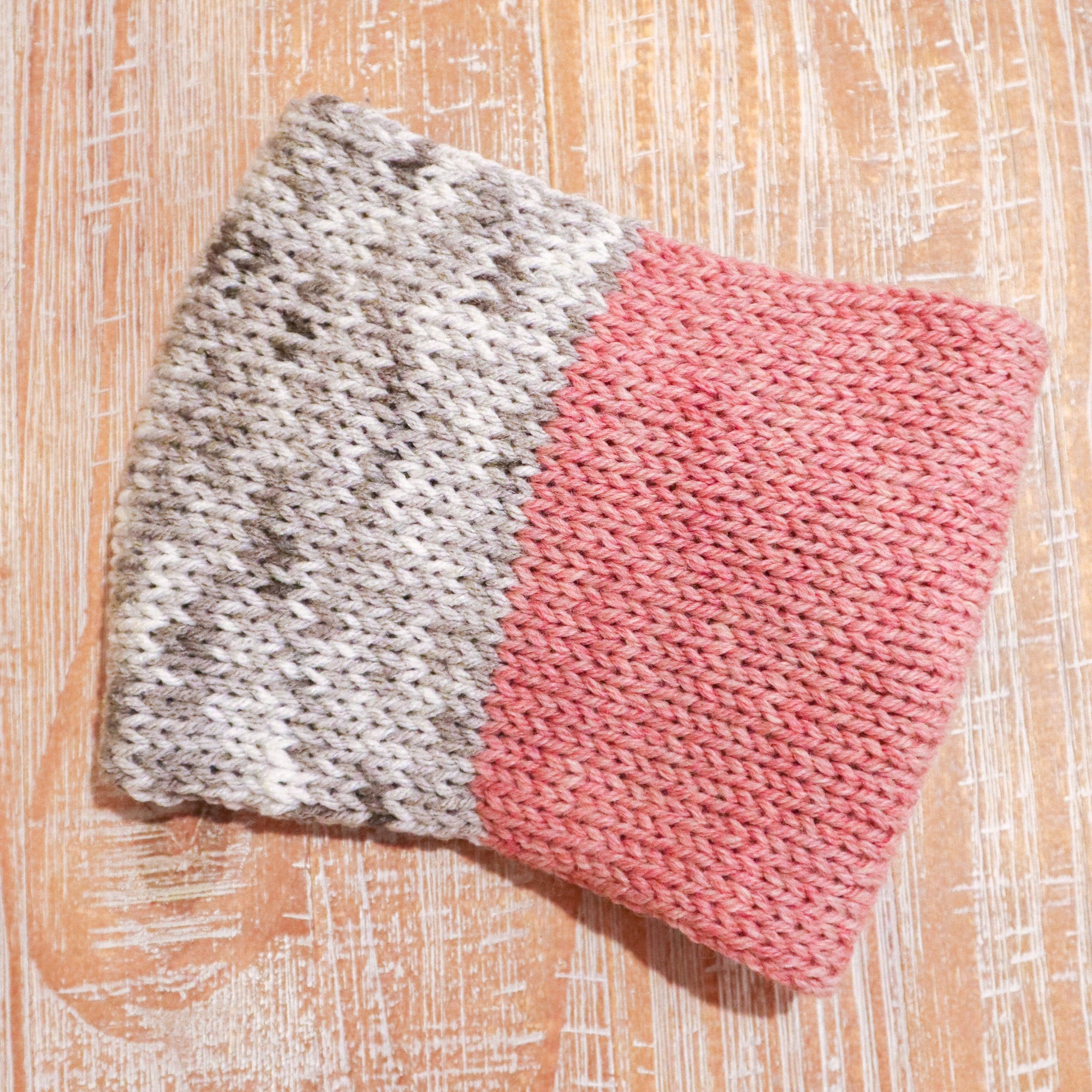 Heather Gray and Light Pink Adult Size Knit Headband - ready to ship