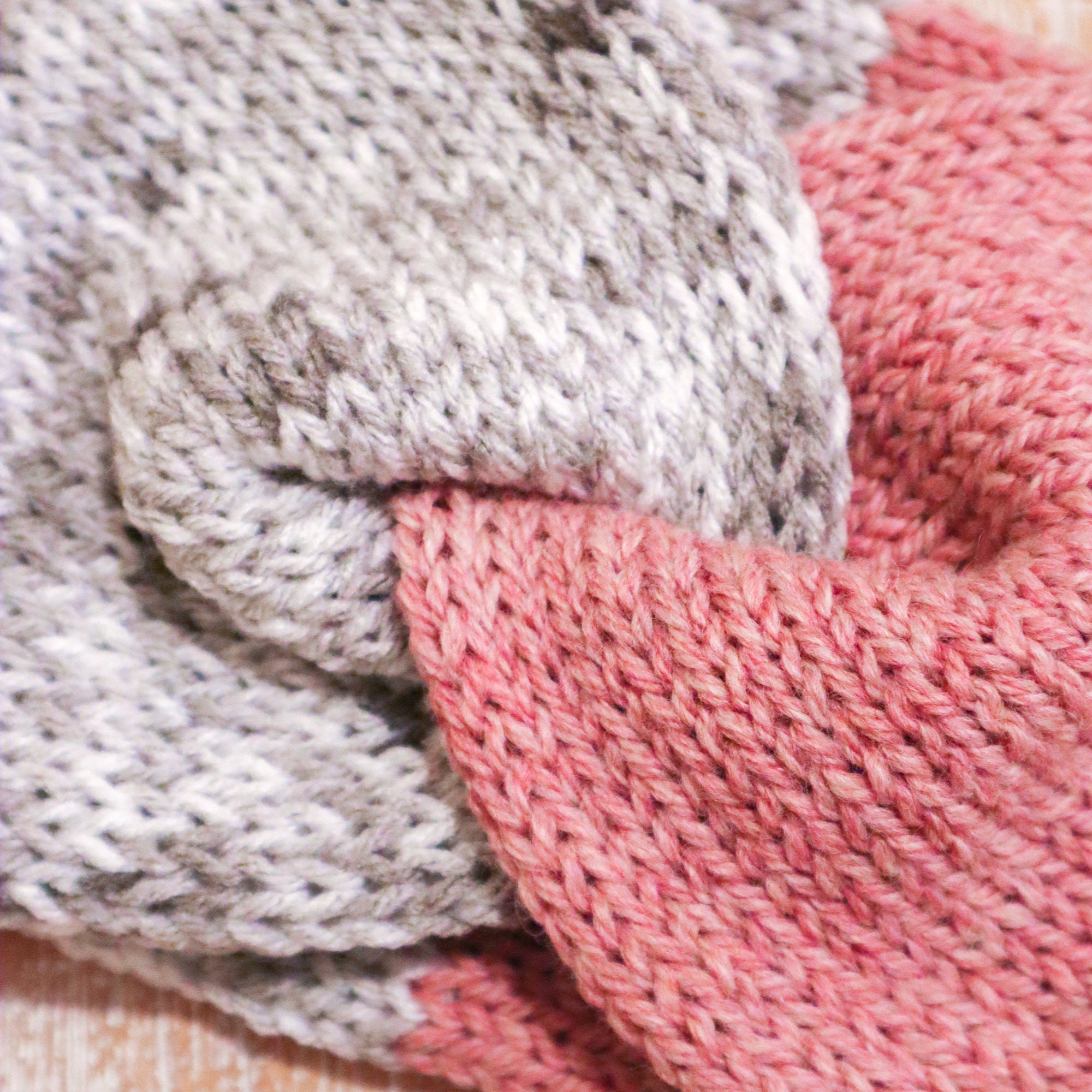 Heather Gray and Light Pink Adult Size Knit Headband - ready to ship