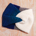 Blue Gradient, Gray, and White Adult Size Knit Headband - ready to ship