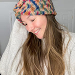 Blue Gradient, Gray, and White Adult Size Knit Headband - ready to ship