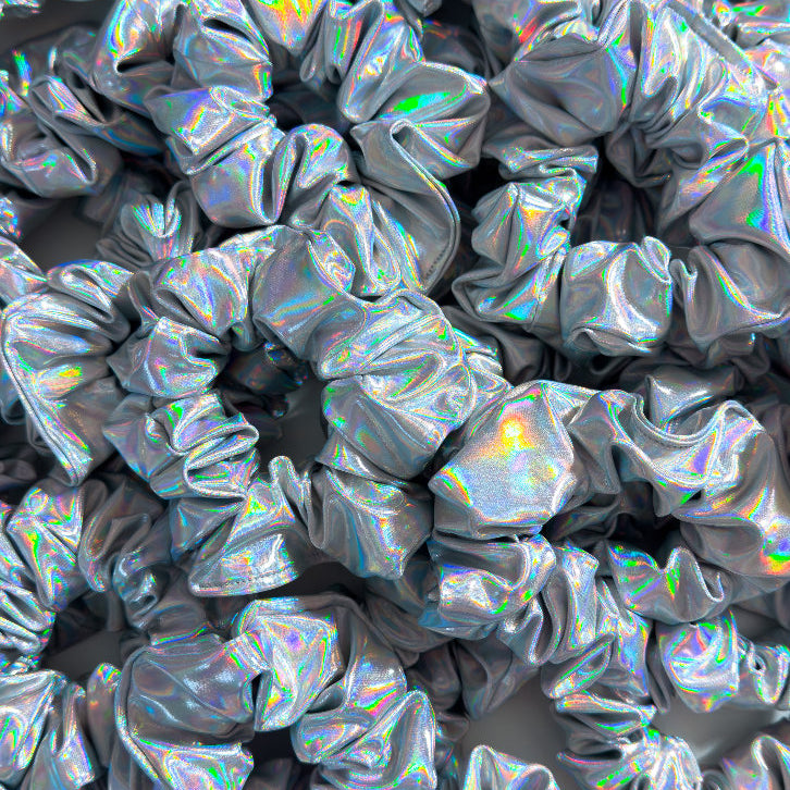 Holographic Iridescent Silver Scrunchie