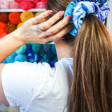 Blue Patchwork Scrunchie