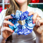 Blue Patchwork Scrunchie