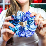 Blue Patchwork Scrunchie