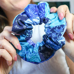 Blue Patchwork Scrunchie