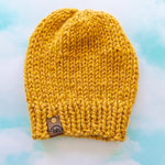 Mustard Yellow Chunky Hand Knit Beanie