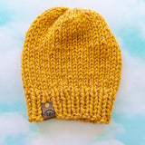 Mustard Yellow Chunky Hand Knit Beanie