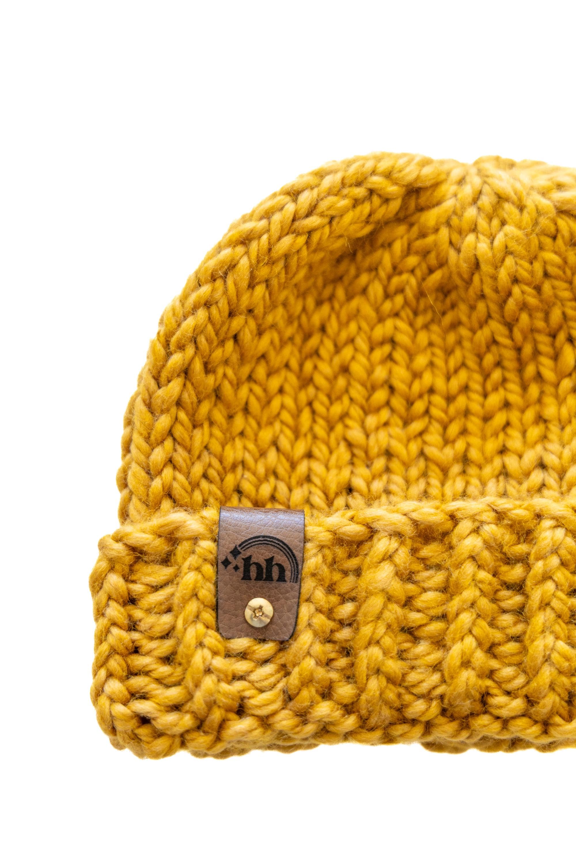 Mustard Yellow Chunky Hand Knit Beanie