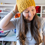 Mustard Yellow Chunky Hand Knit Beanie