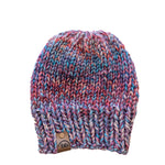 Red, Blue, and Purple Gradient Chunky Hand Knit Beanie