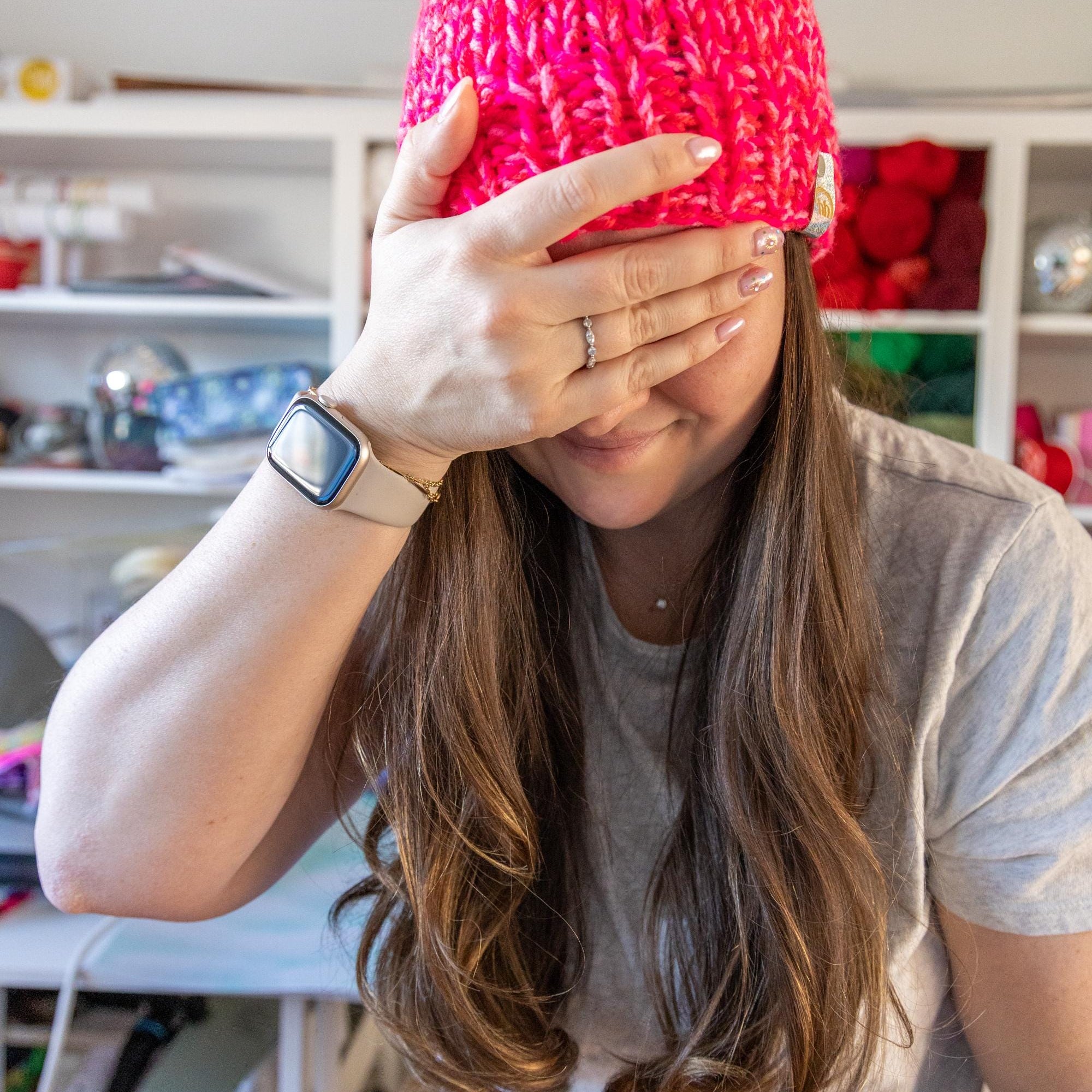 Neon Pink Chunky Beanie