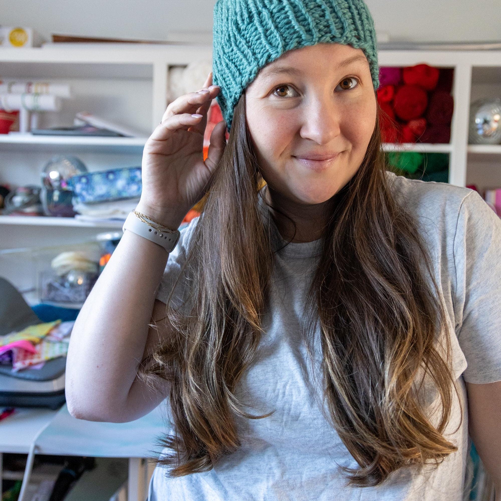 Teal Blue Chunky Beanie