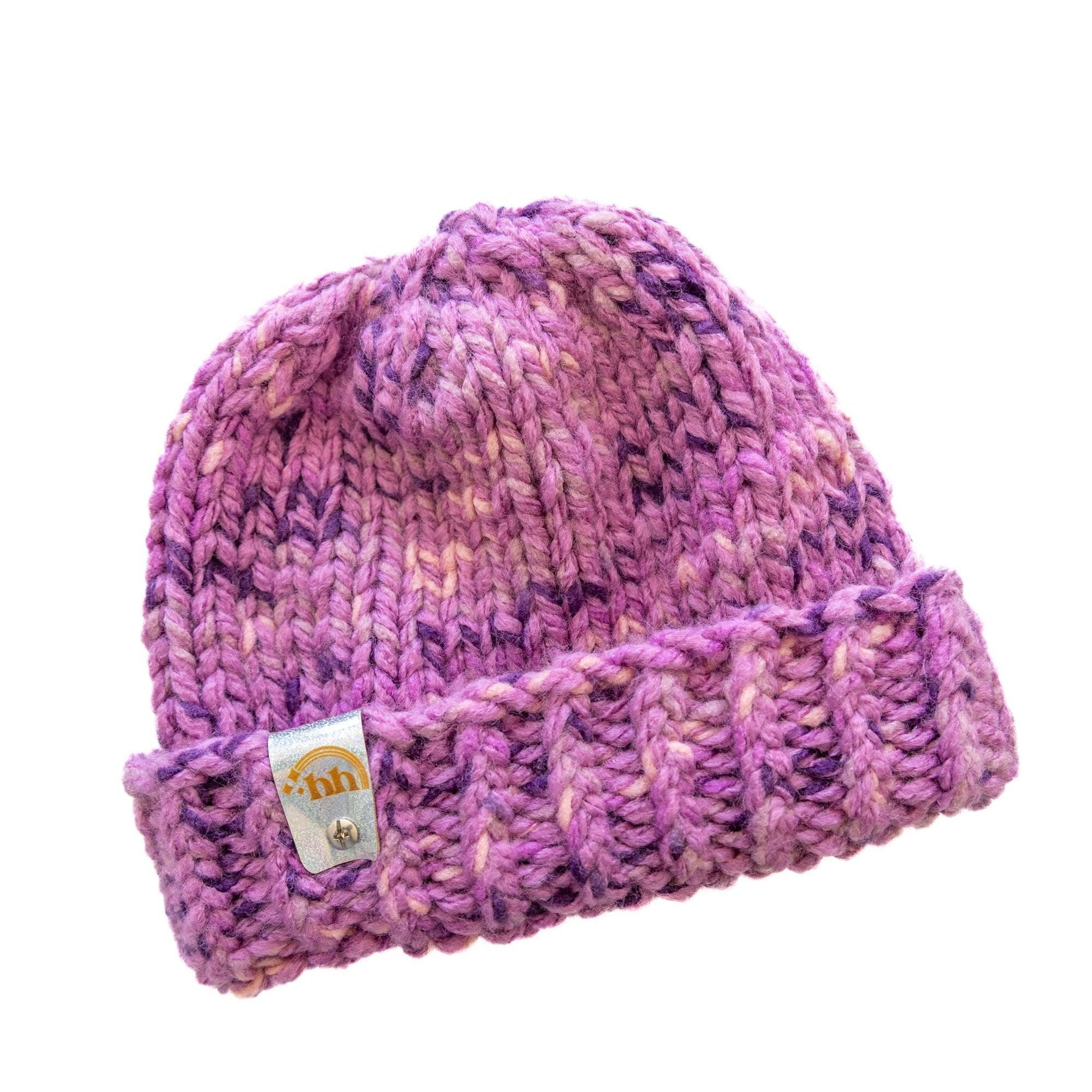 Purple Variegated Chunky Knit Beanie