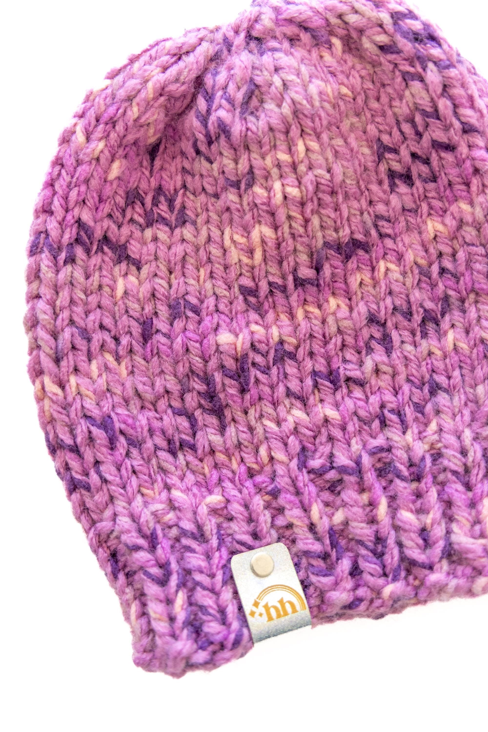 Purple Variegated Chunky Knit Beanie