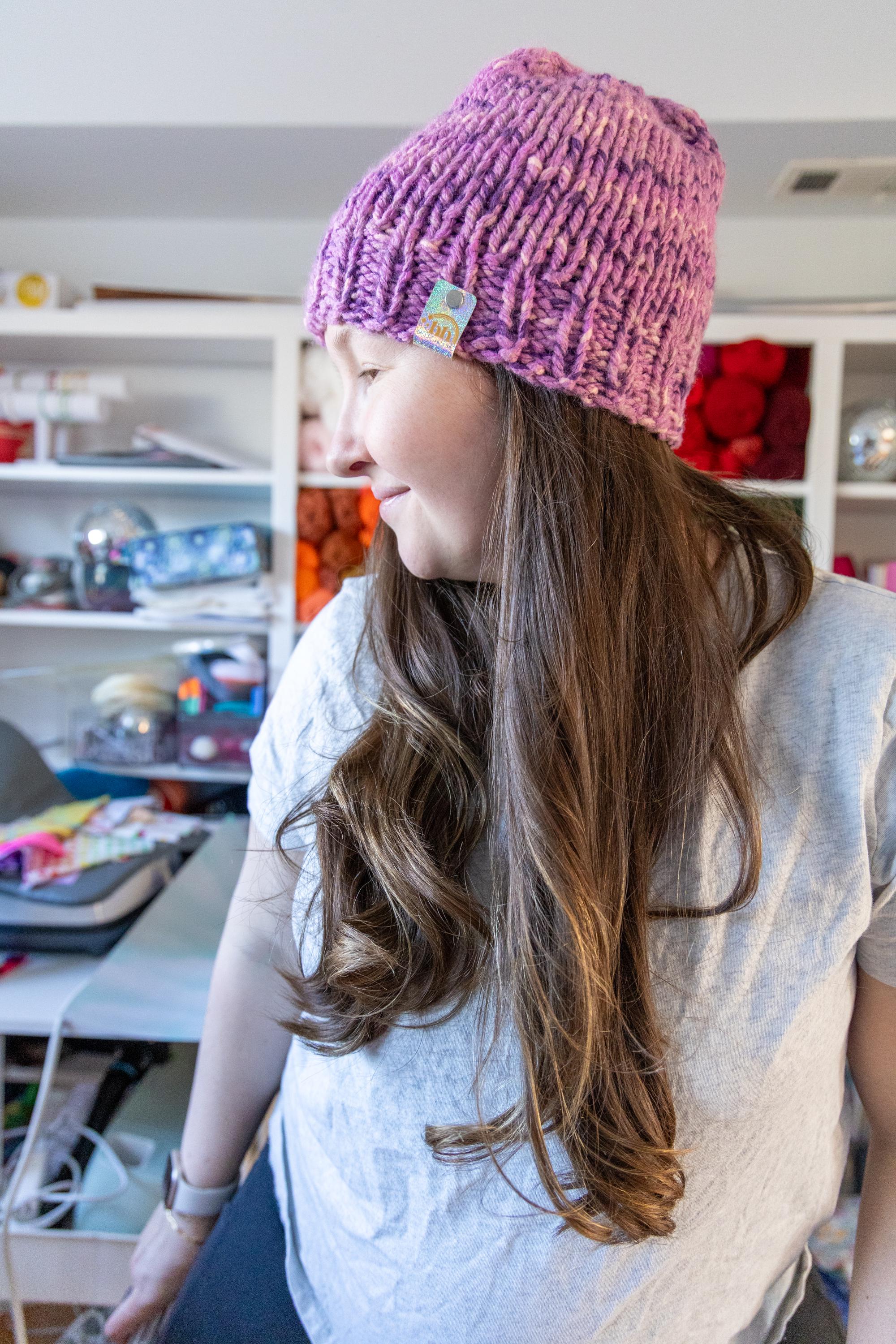 Purple Variegated Chunky Knit Beanie
