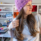Purple Variegated Chunky Knit Beanie