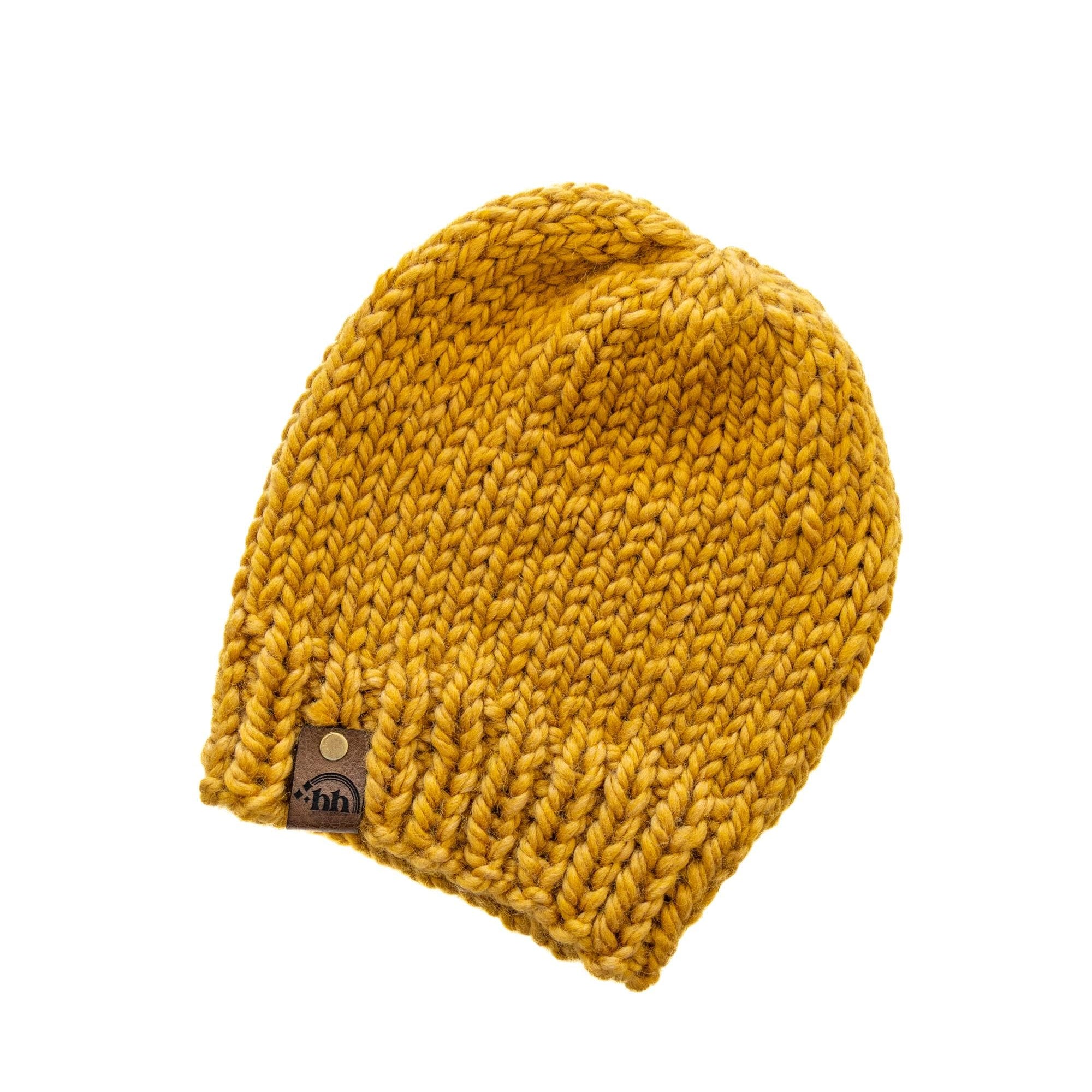 Mustard Yellow Chunky Hand Knit Beanie