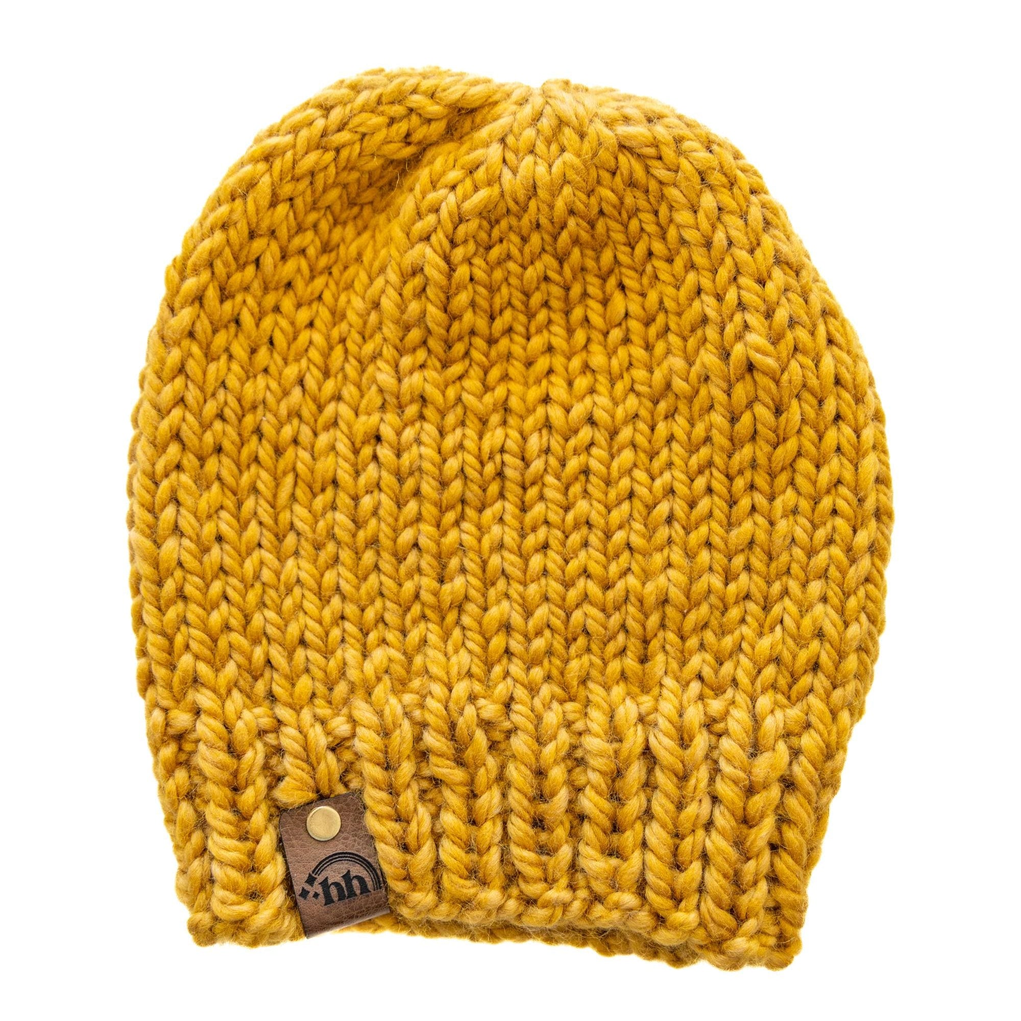 Mustard Yellow Chunky Hand Knit Beanie