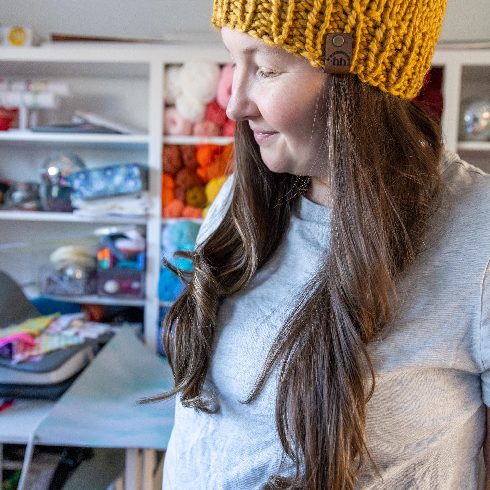 Mustard Yellow Chunky Hand Knit Beanie