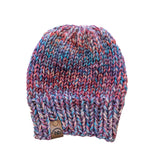 Red, Blue, and Purple Gradient Chunky Hand Knit Beanie