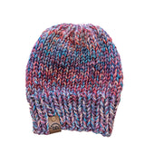 Red, Blue, and Purple Gradient Chunky Hand Knit Beanie