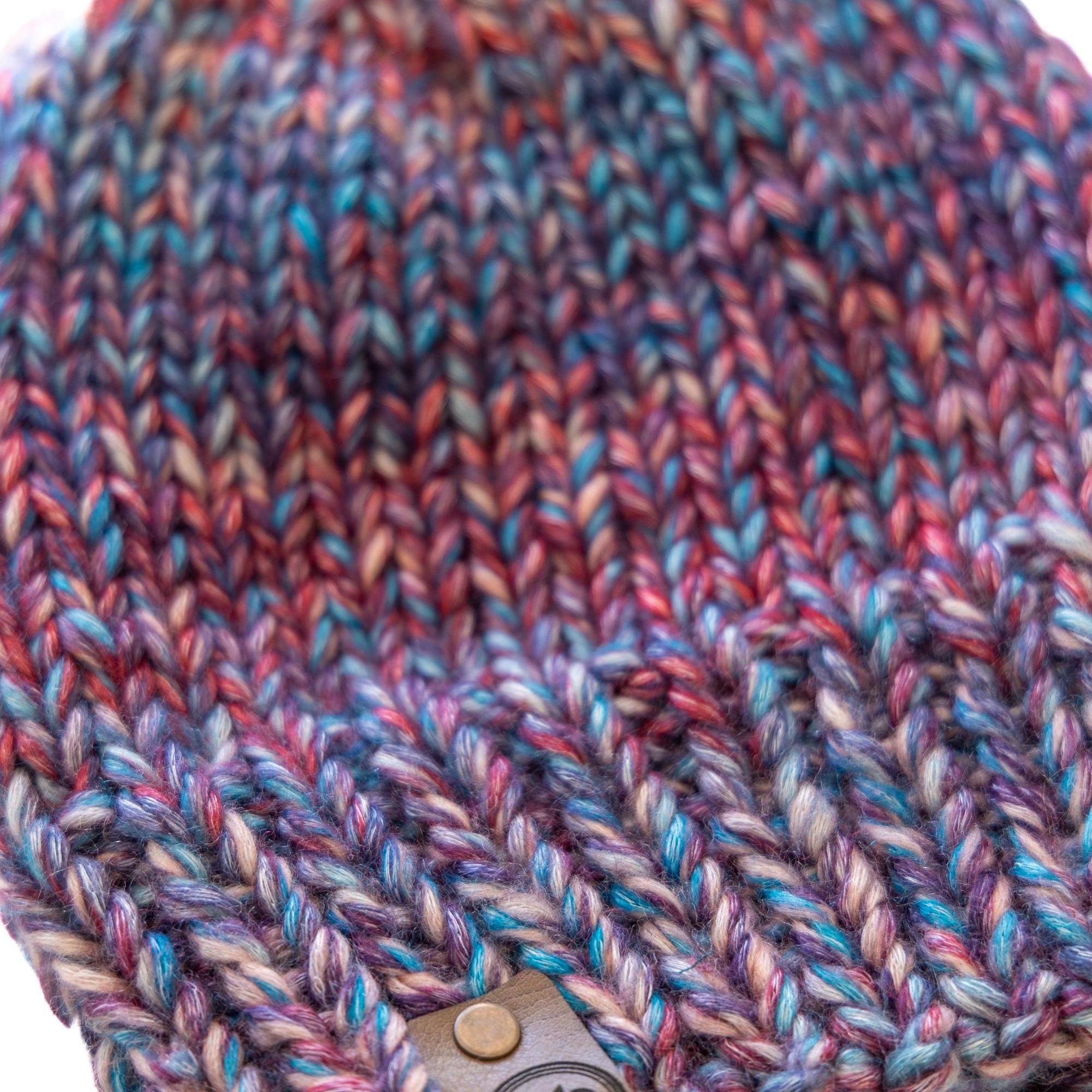 Red, Blue, and Purple Gradient Chunky Hand Knit Beanie