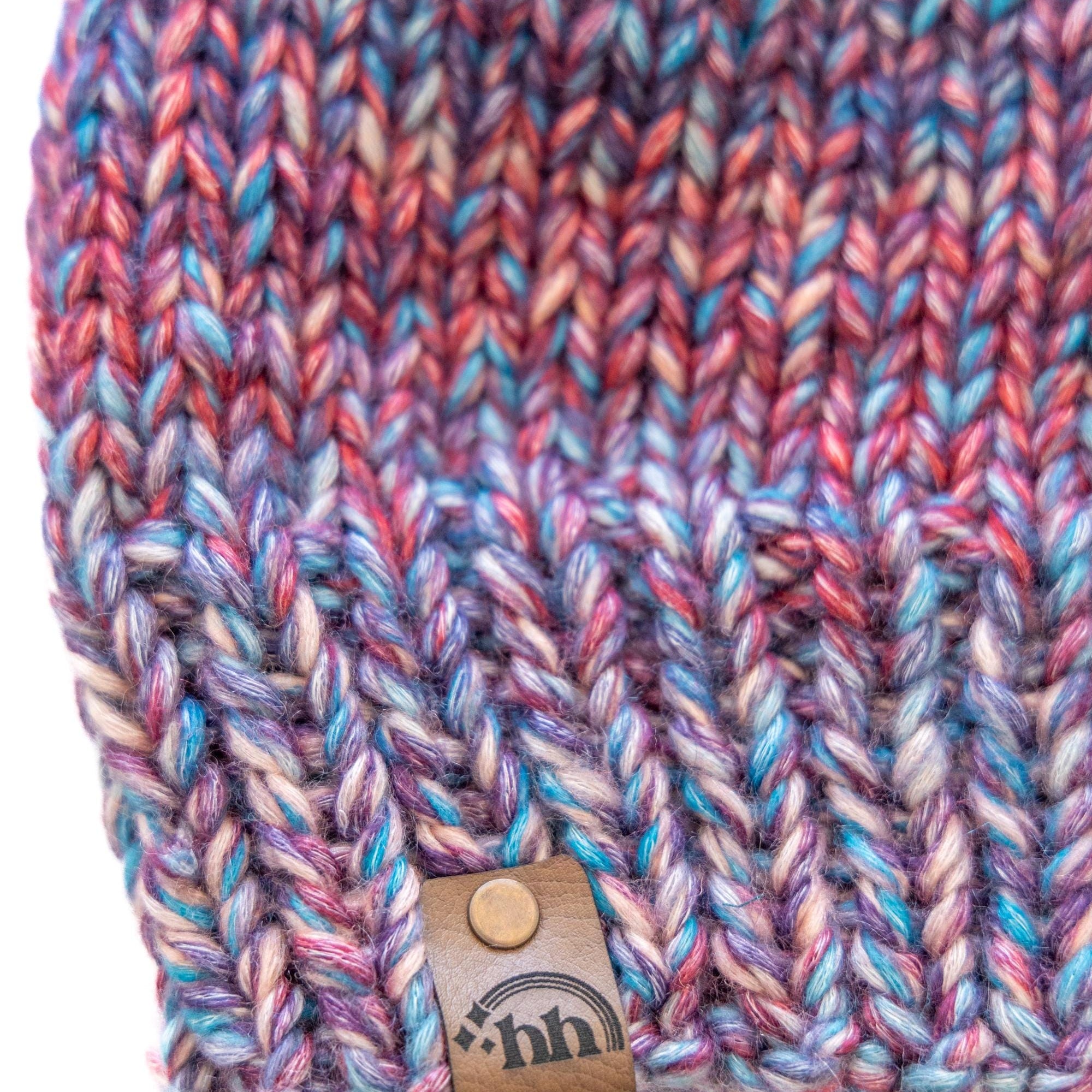 Red, Blue, and Purple Gradient Chunky Hand Knit Beanie
