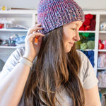 Red, Blue, and Purple Gradient Chunky Hand Knit Beanie