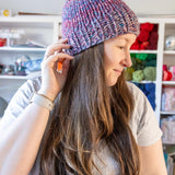 Red, Blue, and Purple Gradient Chunky Hand Knit Beanie