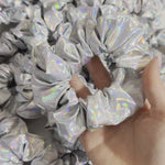Holographic Iridescent Silver Scrunchie