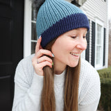 Blue Beanie with removable Pom Pom